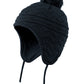 Connectyle Toddler Boys Girls Fleece Lined Knit Kids Hat With Earflap Winter Hat (Black, 6-12 Months)