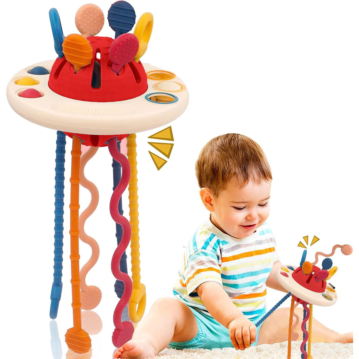Vivatra Montessori Teething Toy Set For Toddlers  FoodGrade Pull String, Perfect For 6+ Months Babies, Boys & Girls, Learning 