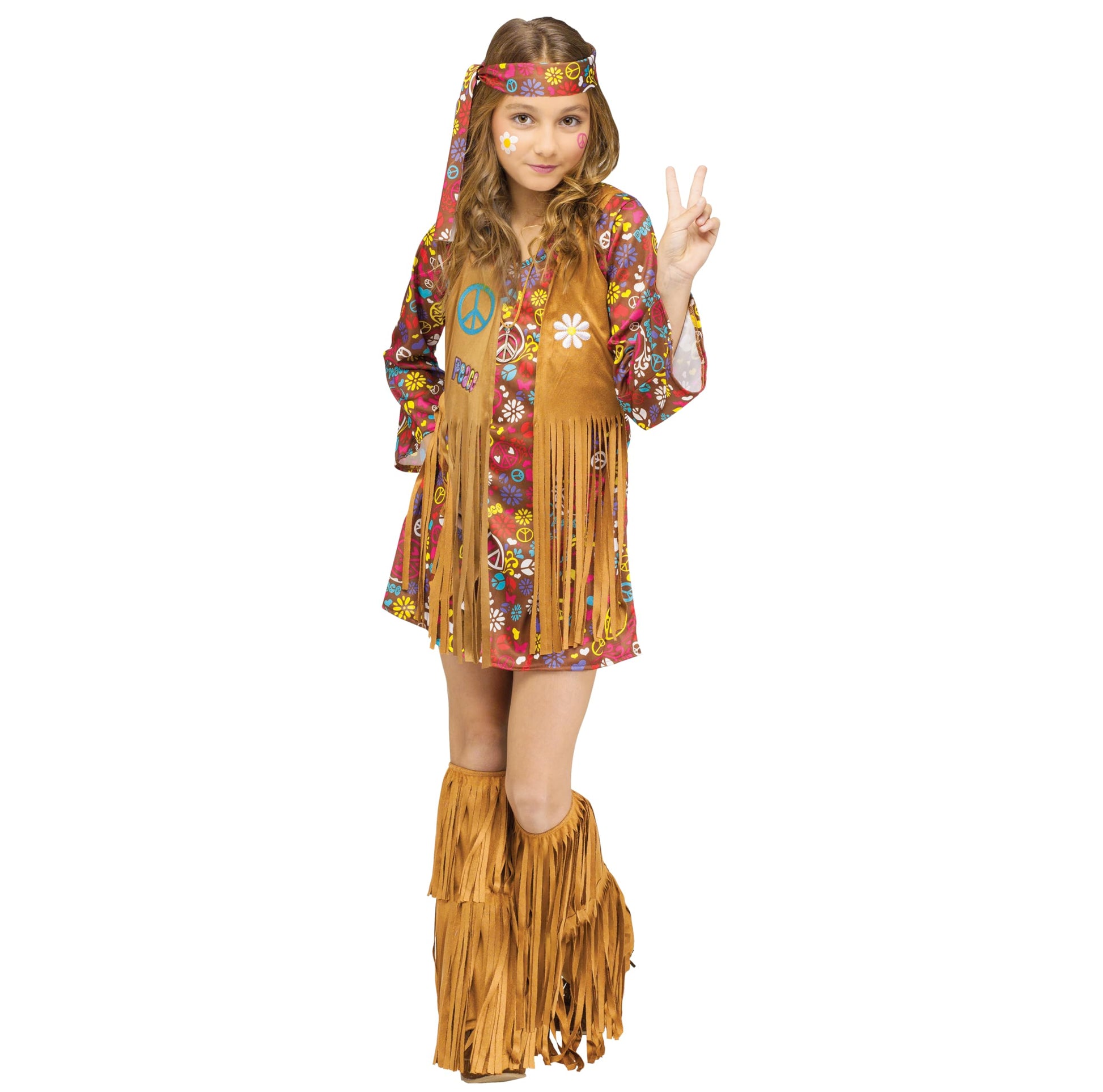 Fun World Girl'S Peace & Love Hippie Child Costume, X-Large