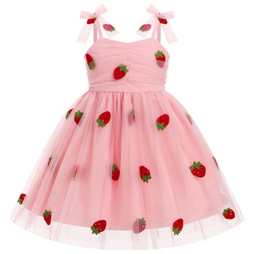 Imekis Toddler Strawberry Dress: Fairy Dresses For Girls Baby 1St 2Nd Birthday Outfit Cake Smash Photoshoot Kids Princess Tutu T