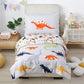 Urbonur 4-Piece Toddler Bedding Set - Ultra Soft Cartoon Jurassic Dinosaur Print Boys Toddler Comforter Set - Include Comforter,