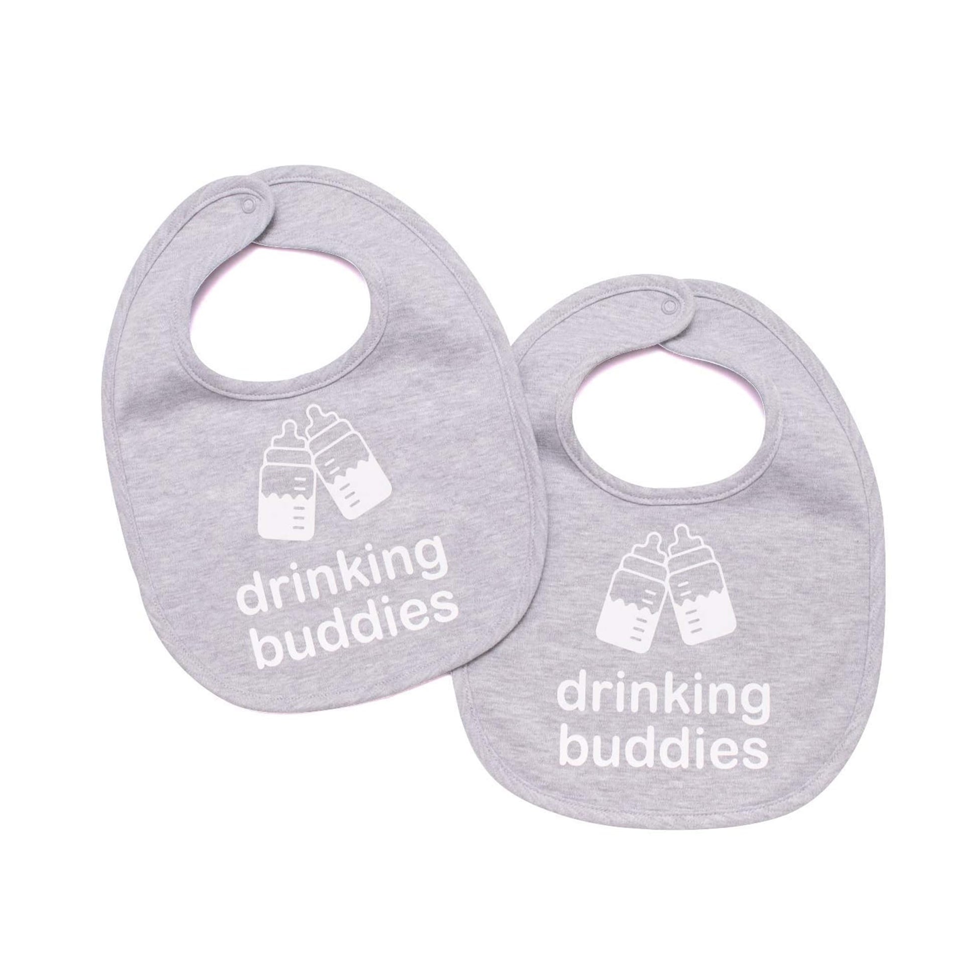 Twinstuff 100% Cotton Drinking Buddies Twin Bibs - Cute & Practical Unisex Bibs For Boys And Girls With Waterproof Backing - Ide