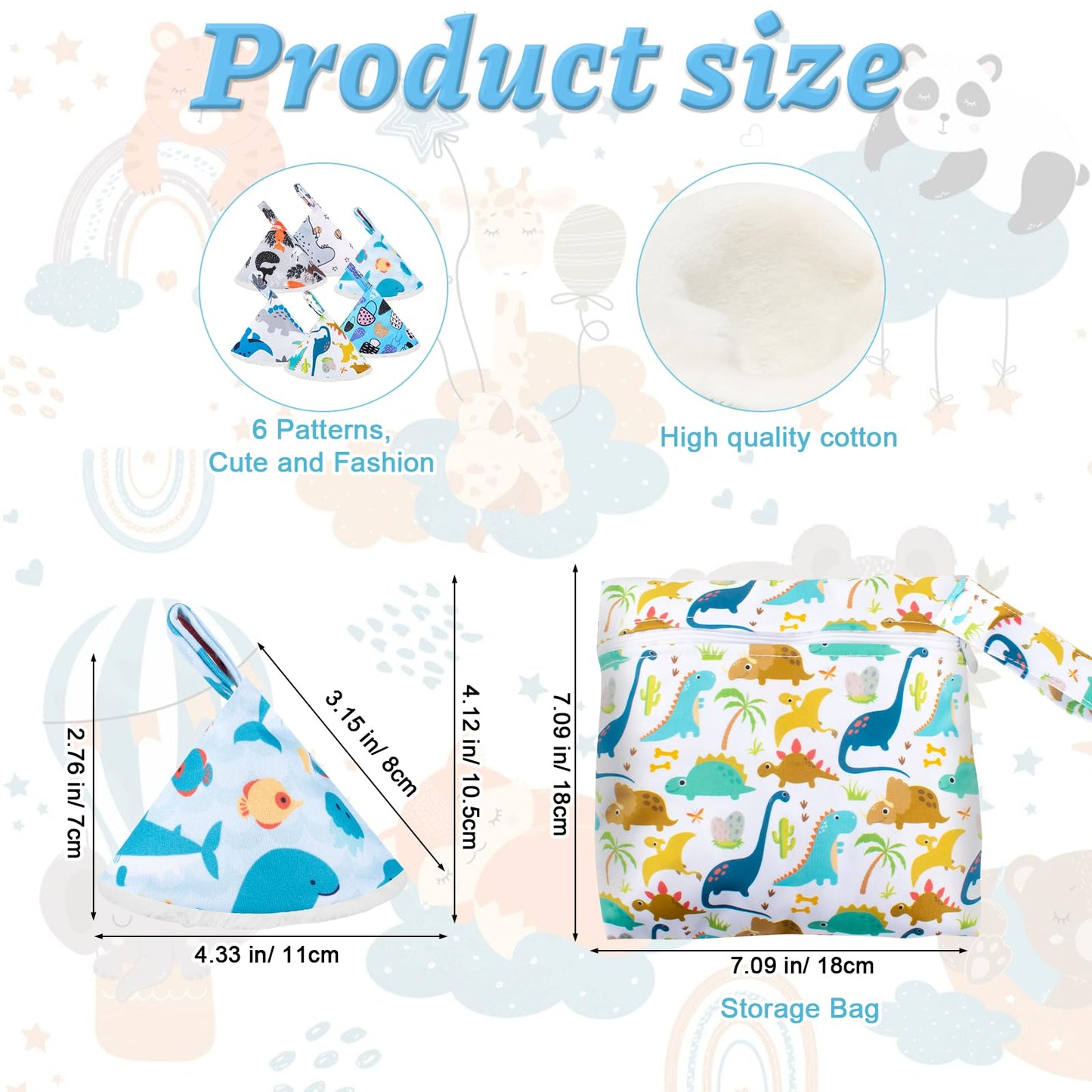 12 Pcs Peepeeteepe For Baby Boy With Storage Bag, Reusable Peepeeteepe Baby Boy With Hang Loop (6 Patterns)