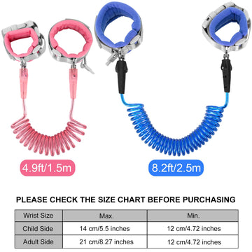 Blisstime Toddler Leash, 2 Pack Kid Leash Anti Lost Wrist Link With Key Lock Baby Leash Harness For Toddler (Blue+Pink)