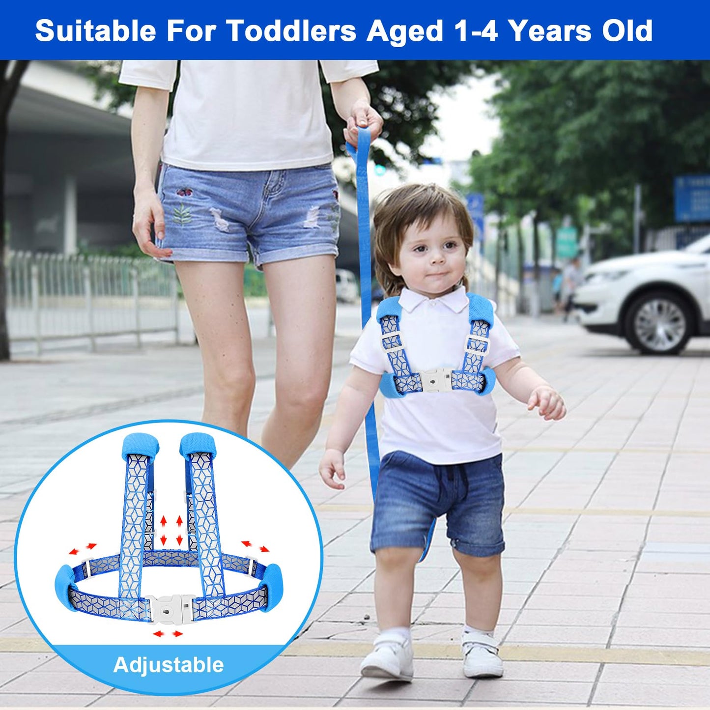 Accmor 3 In1 Toddler Harness Leash, Reflective Kid Harness With Anti Lost Wrist Link, Harness Leash For Toddlers, Child Walking