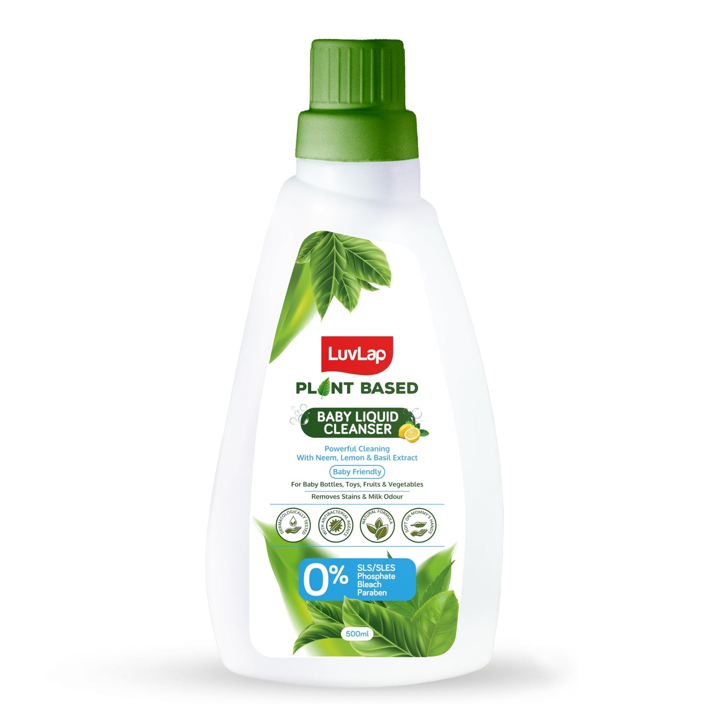 Luvlap Plant Based Liquid Cleanser 500Ml (Powered By Plant) With Neem, Lemon & Basil, For Feeding Accessories, Toys, Fruits & Ve