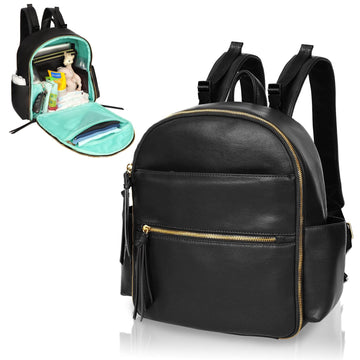 Mini Diaper Bag Backpack Mominside Small Baby Diaper Bag With 11 Pockets, Leather Travel Baby Bag For Baby Girls Boys, Diaper