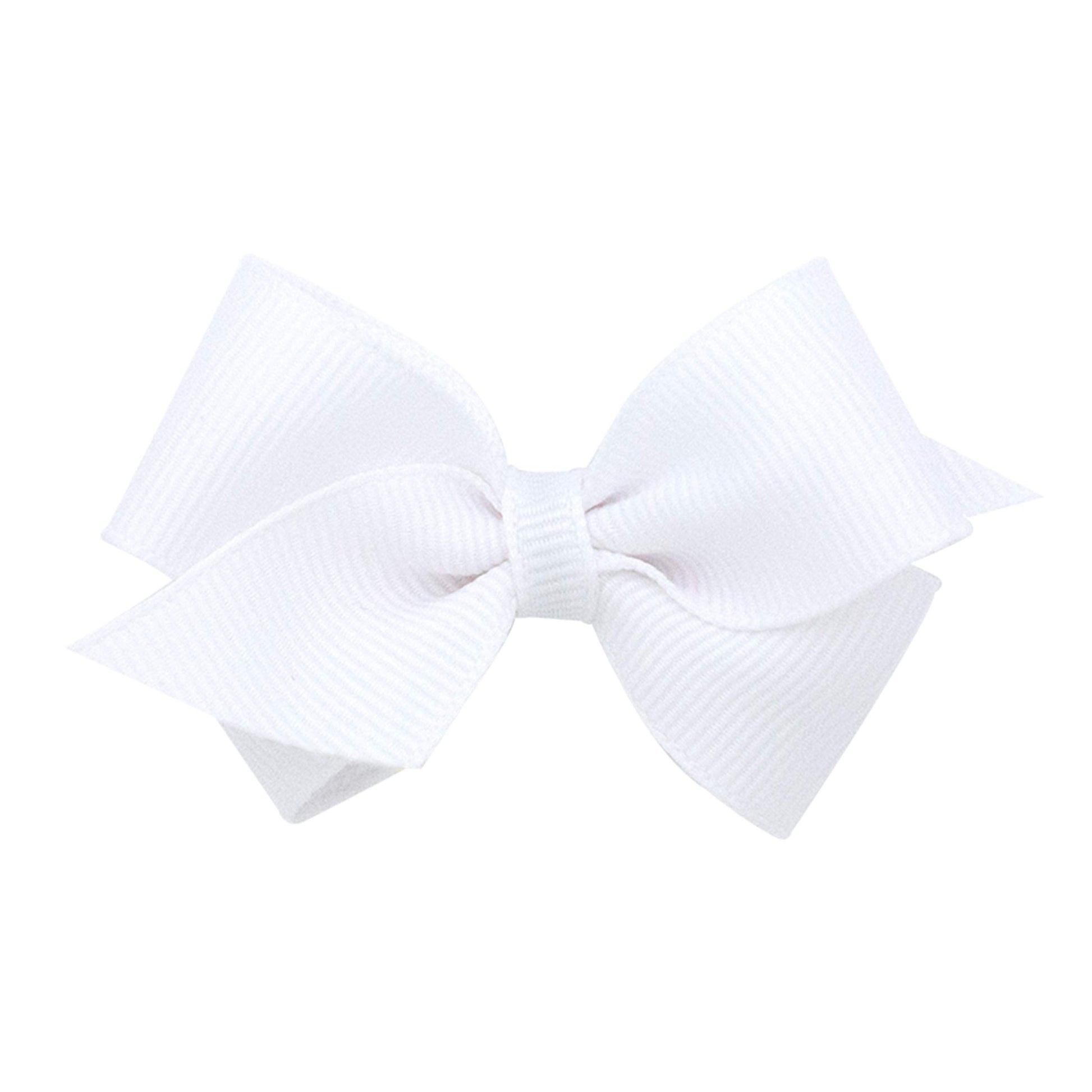 Wee Ones Girls' Classic Grosgrain Hair Bows On A Weestay No-Slip Hair Clip, Handmade, Wee Sized Bow, White