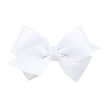 Wee Ones Girls' Classic Grosgrain Hair Bows On A Weestay No-Slip Hair Clip, Handmade, Wee Sized Bow, White