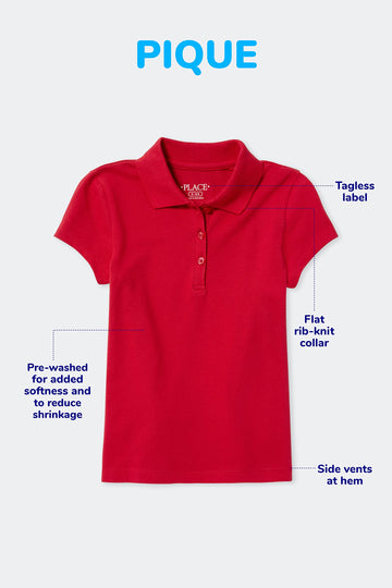 The Children'S Place Baby Girls And Toddler Girls Long Sleeve Ruffle Pique Polo, Tidal/White, 4T