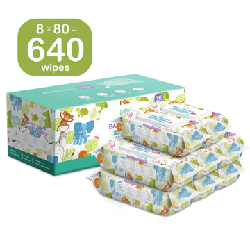 Baby Wipe - Happy Bum Baby Wet Wipes, Baby Wipes Unscented, 8 Packs, 640 Count