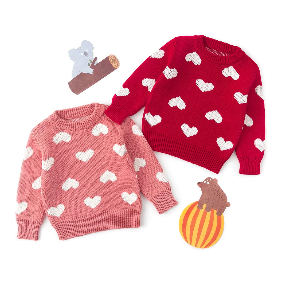 Simplee Kids Baby Girls' Valentine'S Sweater Red Pullover Coat Cotton Sweater Patterns To Knit Heart For Autumn Fall And Winter