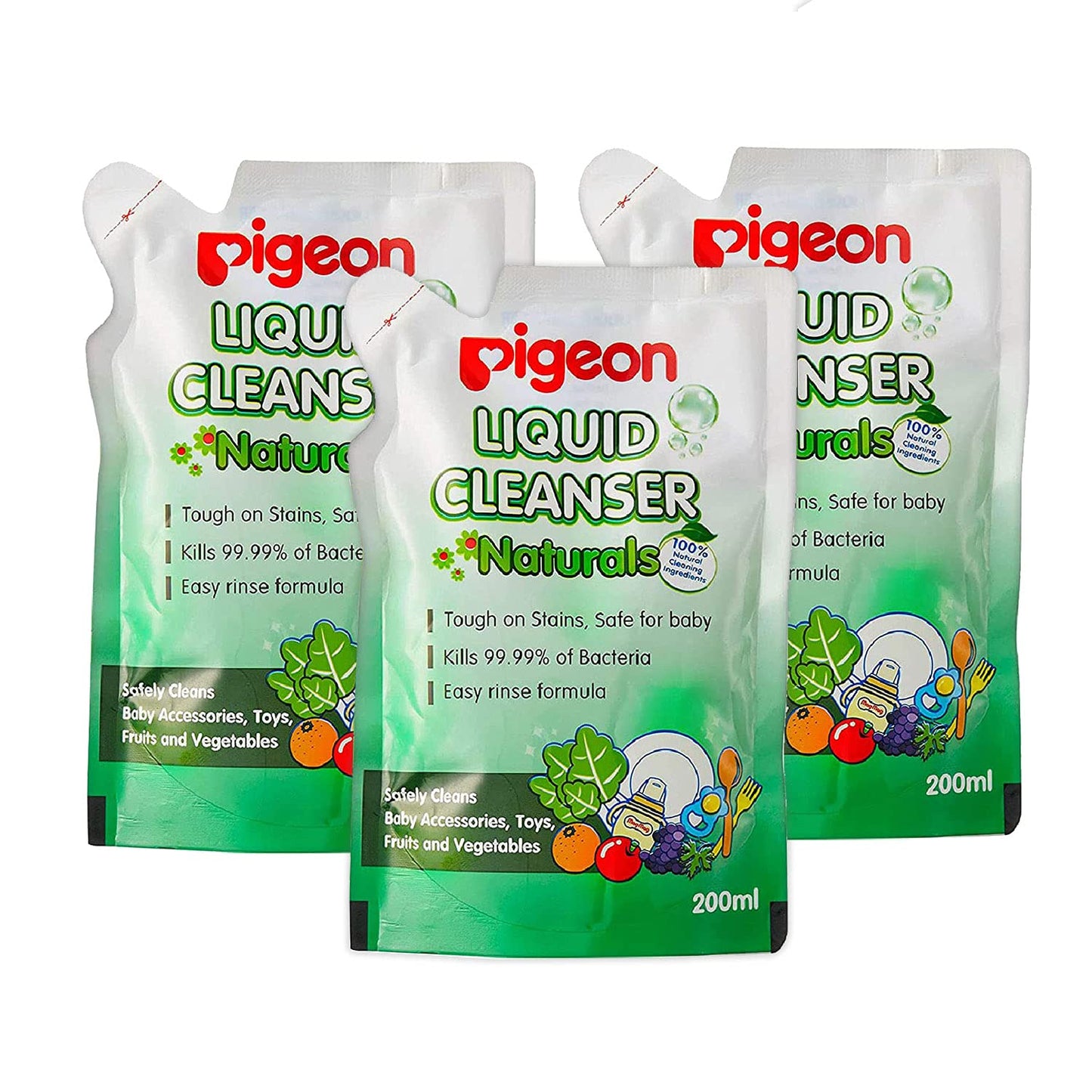 Pigeon Liquid Cleanser 200 Ml (Pack Of 3) | Total 600 Ml | Suitable For Baby Feeding Bottles & Accessories | Multi-Purpose Clean