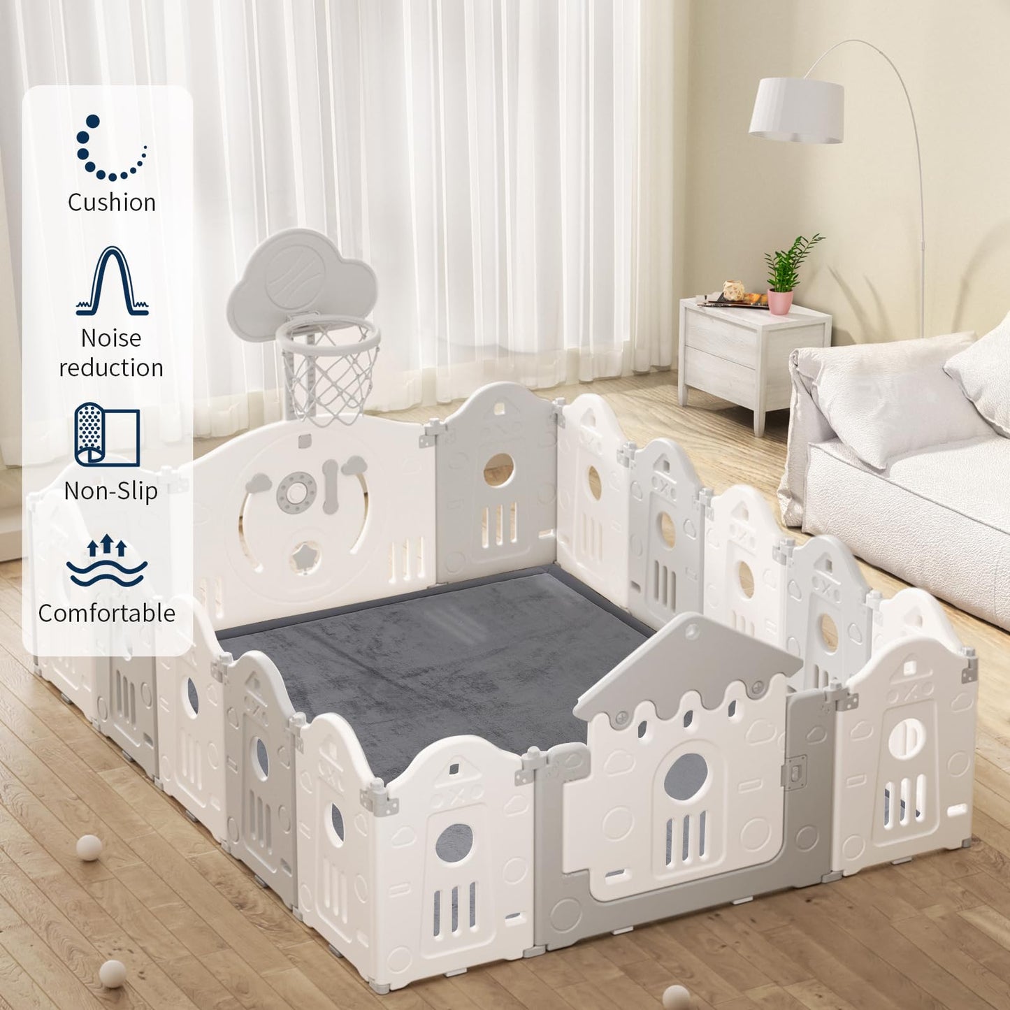 Acomopack Baby Play Mat For Floor 1.3' Thick Memory Foam Play Mat 71'  79' Tummy Time Crawling With Non-Slip Bottom For Livin