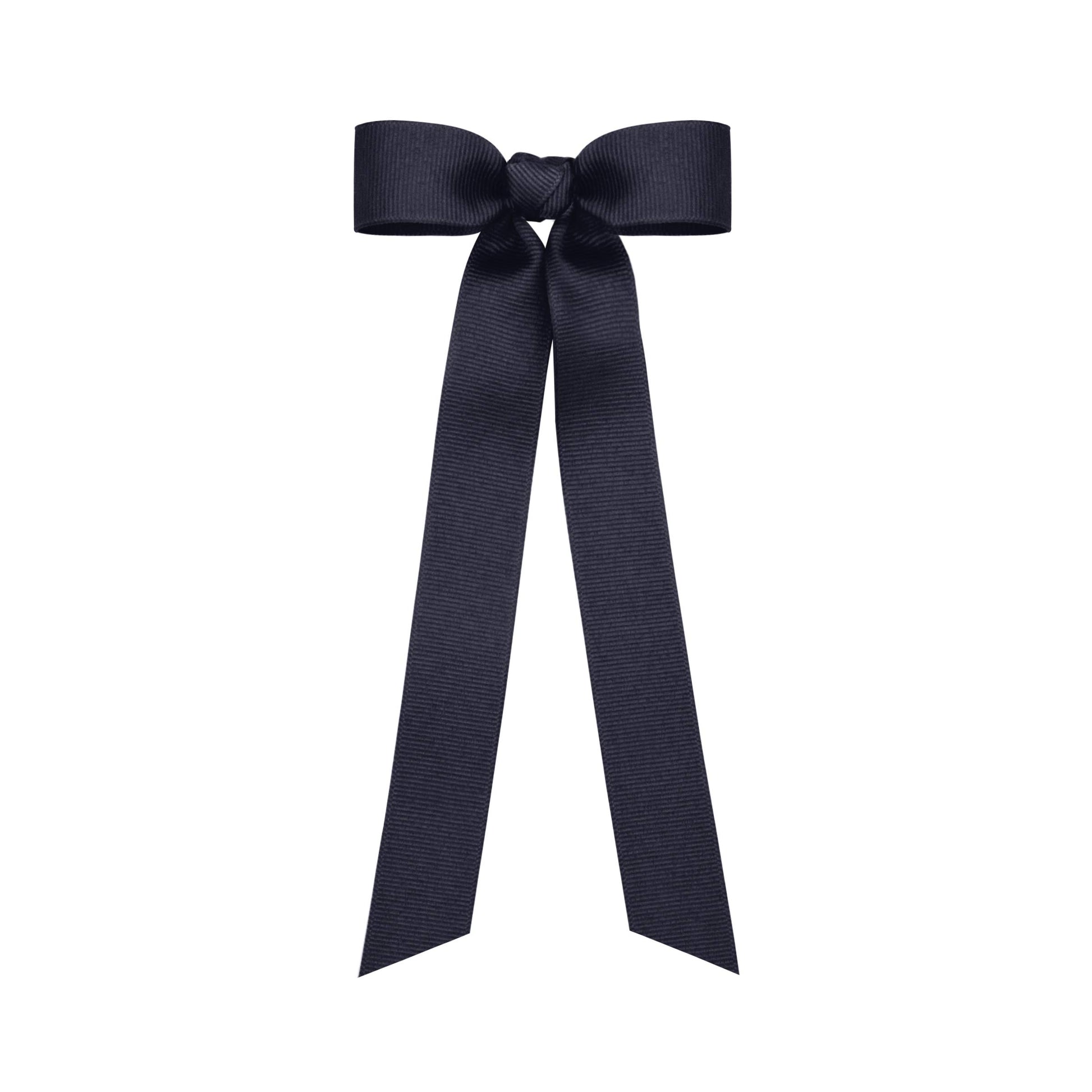 Wee Ones Girls' Mini Grosgrain Bowtie with Knot Wrap and Stream Tails, 8 Streamer, Navy
