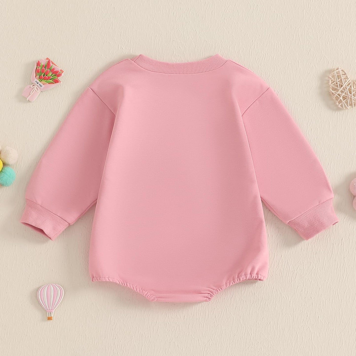 Fiomva Baby Girl Valentines Day Outfit Infant Bubble Romper Sweatshirt Newborn Sweater Top Toddler Fall Winter Clothes (A Embroi