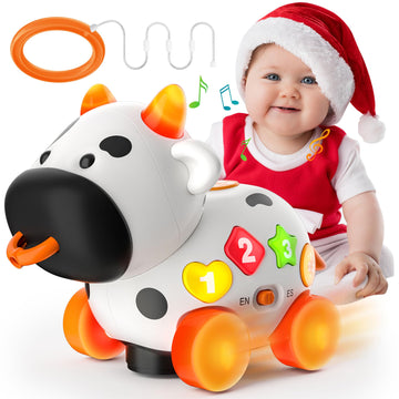 Baby Toy 6-12-18 Month Old, Bilingual Musical Cow, Educational Toys for 1+ Year Old Girl Boy, Infant Toys for 6 7 8 9 10 Month O