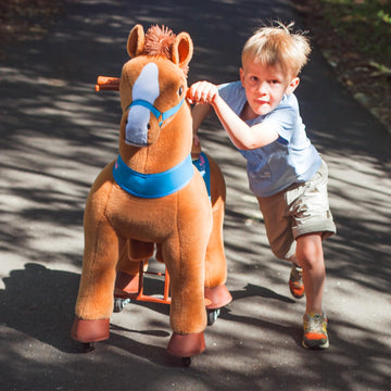 PonyCycle Ride on Toy Riding Horse Ride-on Horse for Toddler Riding Pony Toy (with Brake/ 30 Height/Size 3) Plush Animal Mechani