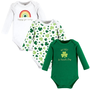 Hudson Baby Unisex Baby Cotton Long-Sleeve Bodysuits St Patricks Rainbow, 9-12 Months