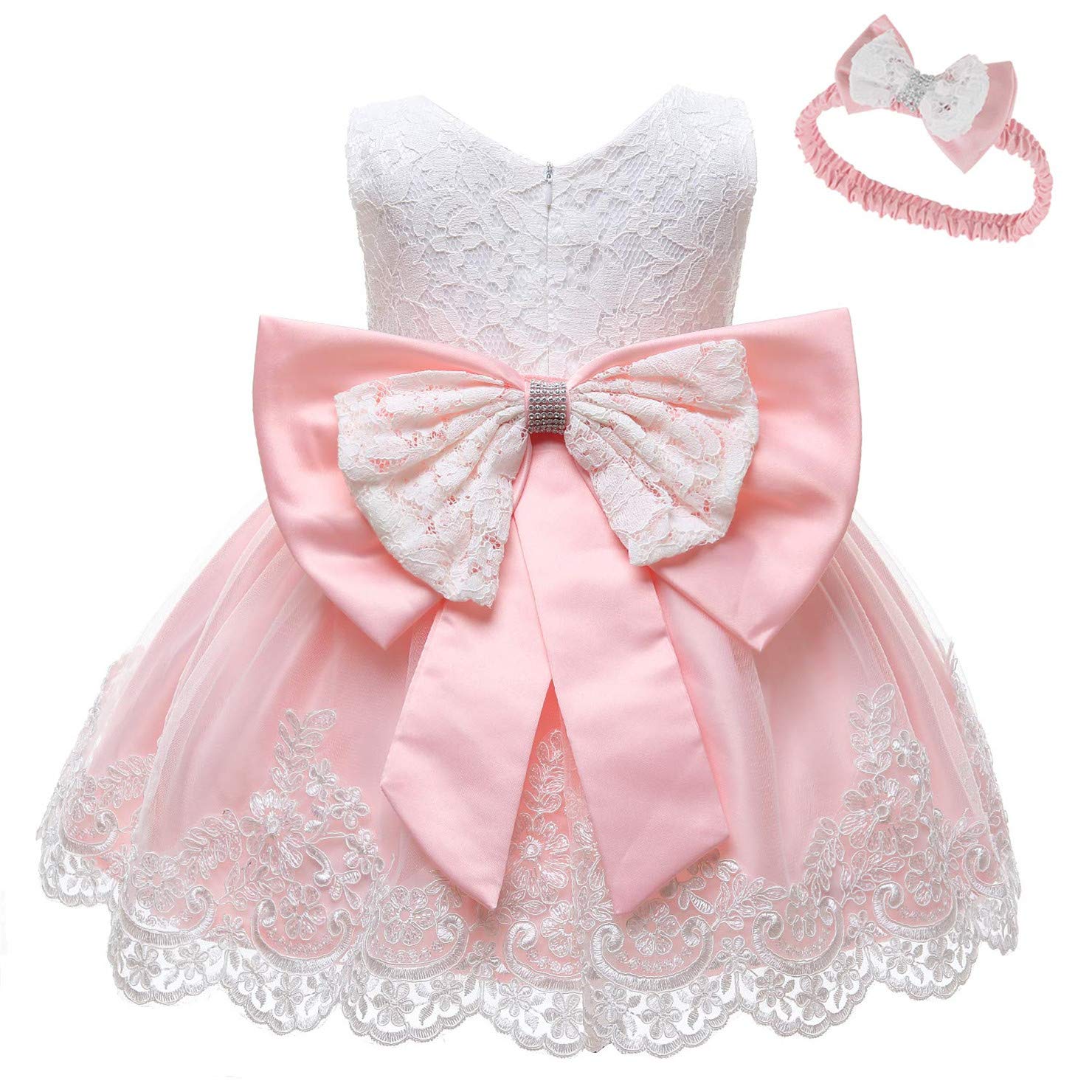 Nssmwttc Baby Girl Ball Gown Dress Infant Birthday Party Christmas New Year Dresses Toddler Christmas (Pink01,6M)