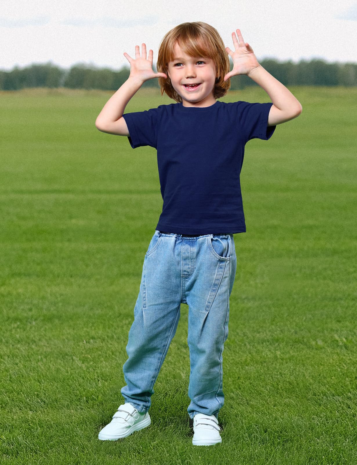 Cosland Boys Navy T-Shirts Kids 100% Cotton Plain Tee, X-Small