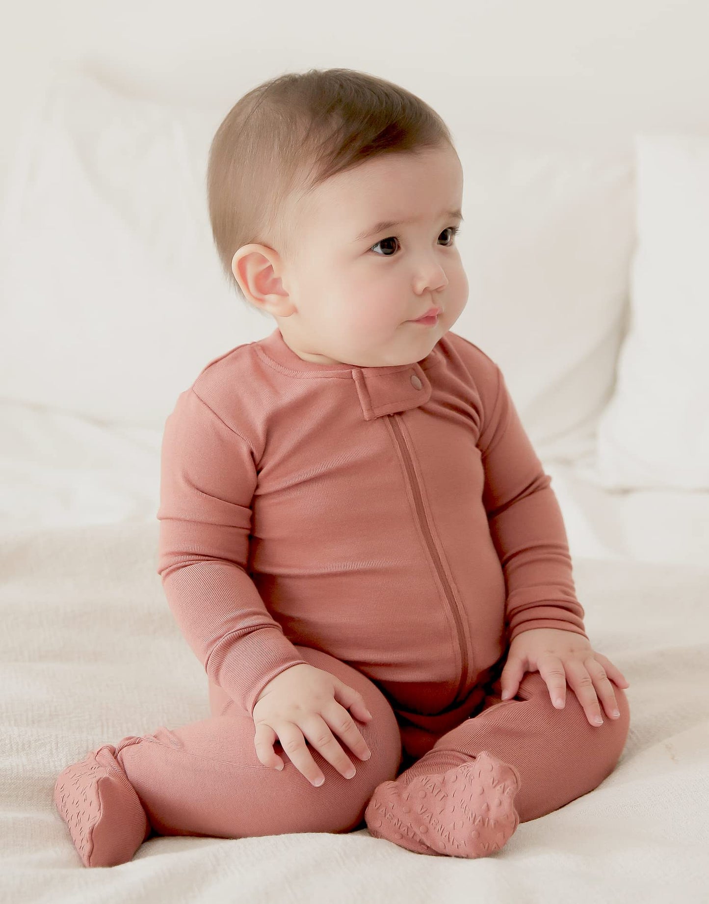 Vaenait Baby Toddler Boys Girls Solid Footie Pajama Cozy Modal Cocoa 12M