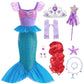 Itvti Little Girls Mermaid Costume For Girls Princess Dress Up Ariel Outfits With Accessories Wig Birthday Party Halloween Cospl