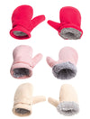 Baby Toddler Mittens Boys Girls Winter Outdoor Gloves Kids Easy-On Fleece Warm Mittens Pink Rose Khaki 3 Pairs M(1-2 Years)