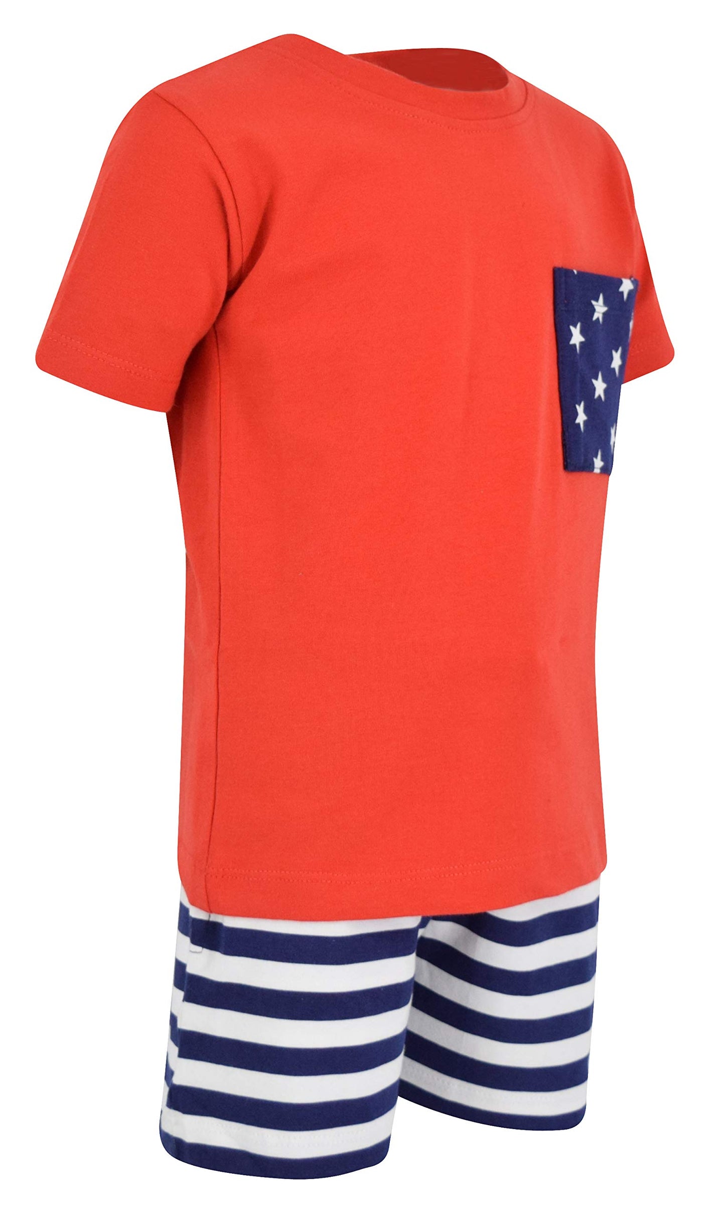 Unique Baby Boys Patriotic 4Th Of July 2-Piece Summer Outfit (2T, Red)