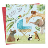 Twizler New Baby Boy Card Jungle Animals - New Baby Card Boy - Card New Baby Boy - New Baby Congratulations Boy - Congratulation