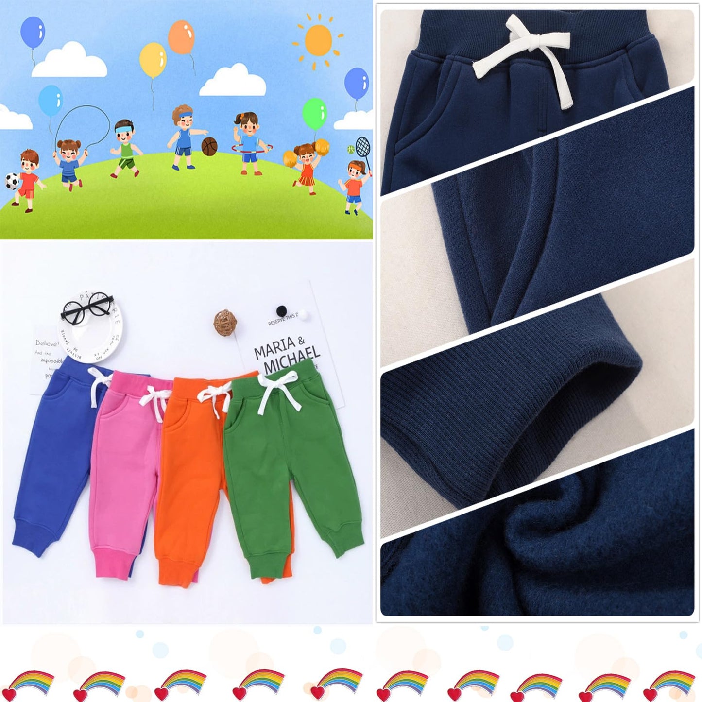 CuteOn Unisex Toddler Jogger Pants Kids Cotton Elastic Waist Winter Baby Sweatpants Pants 5Years Dark Blue
