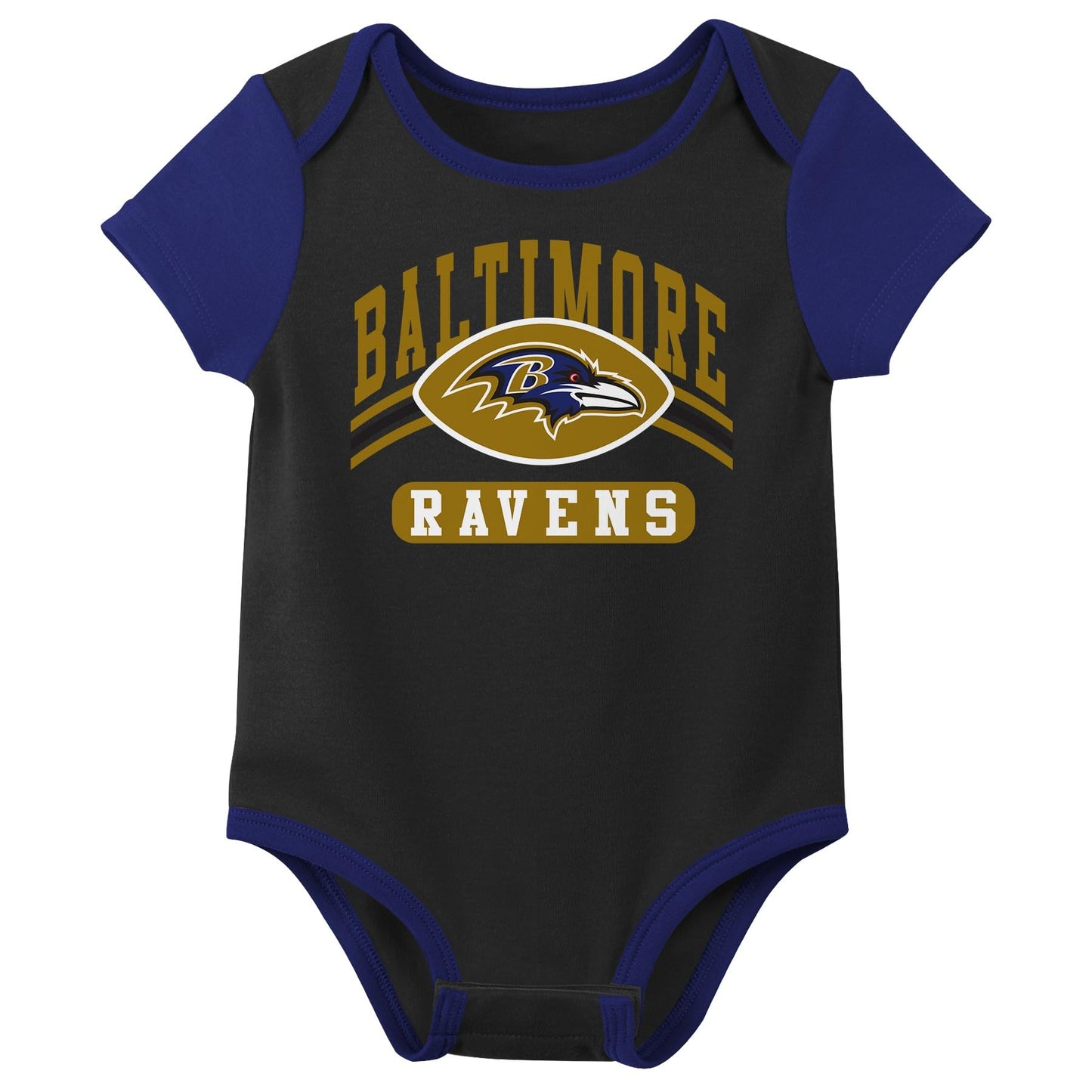 Outerstuff Nfl Newborn Baby And Infant Short Sleeve Bodysuit Variety 3-Pack - Baltimore Ravens, 6-9M