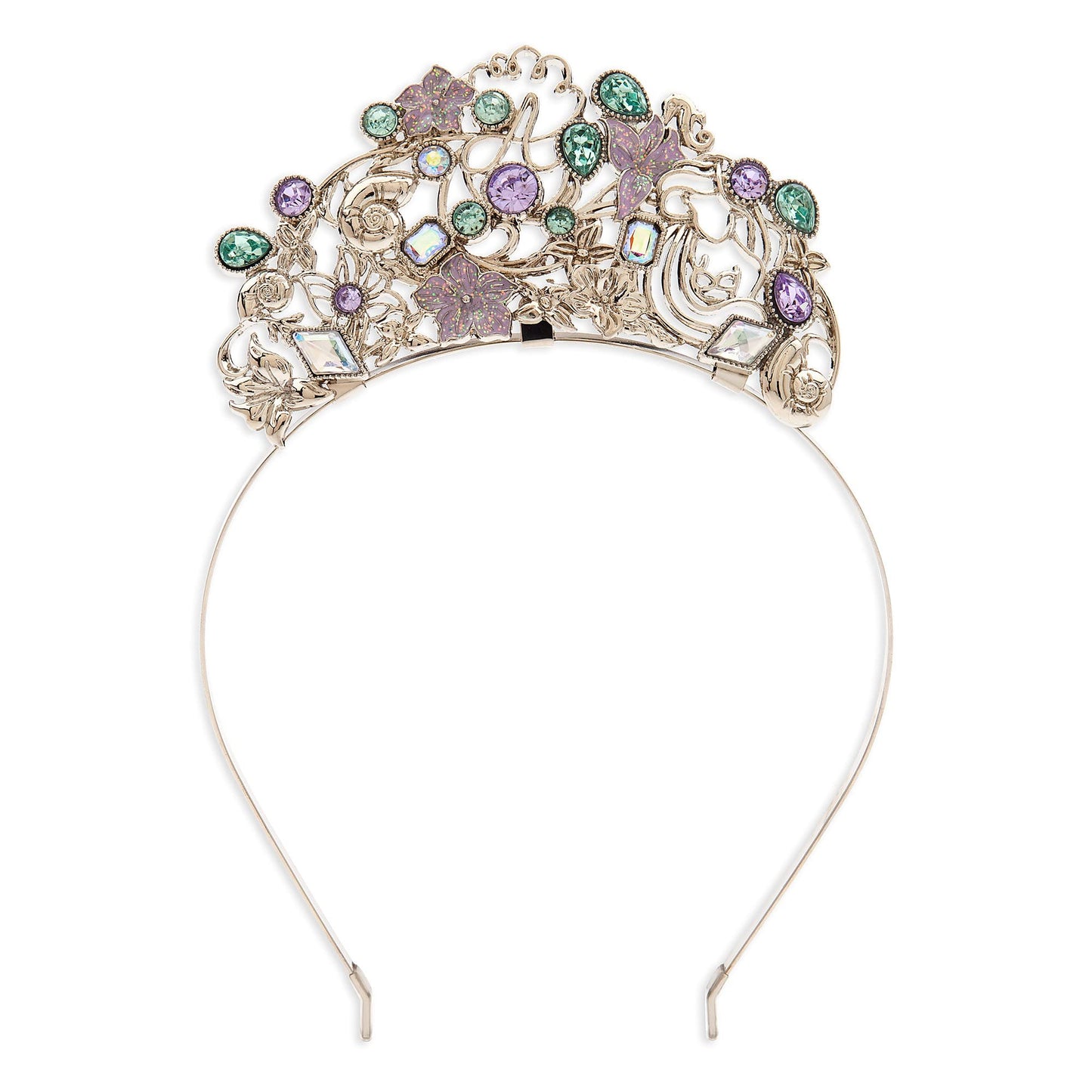 Disney Store Girls The Little Mermaid Princess Tiara with Ariel Silhouette, Floral Filigree, Gems & Enameled Flowers Princess T