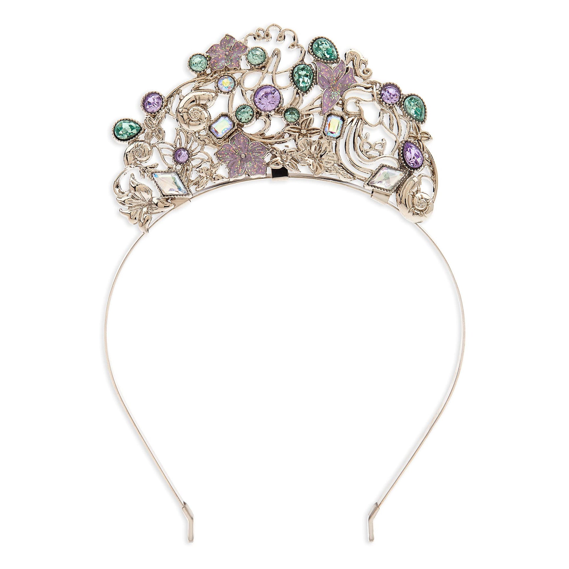 Disney Store Girls The Little Mermaid Princess Tiara with Ariel Silhouette, Floral Filigree, Gems & Enameled Flowers Princess T