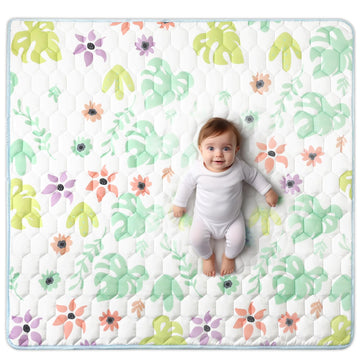 Babihior Play Mat for Playpen, 50 x 50 Non-Slip One-Piece Crawling Mat for Babies 0-6 Months