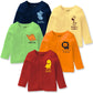 Minicult Cotton Unisex Front Open Full Sleeve Regular Fit TShirt With Snap Buttons And Cute Prints Combo Pack Multicolour, 9 Mo