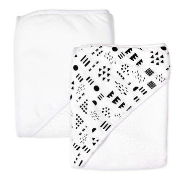 HonestBaby unisex baby 2-Pack Organic Cotton Hooded Towels Bandana, Pattern Play, One Size US