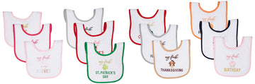 Hudson Baby Unisex Baby Cotton Terry Drooler Bibs With Fiber Filling, Girl Holiday, One Size