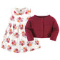 Hudson Baby Baby Girls' Cotton Dress And Cardigan Set, Autumn Rose, 12-18 Months