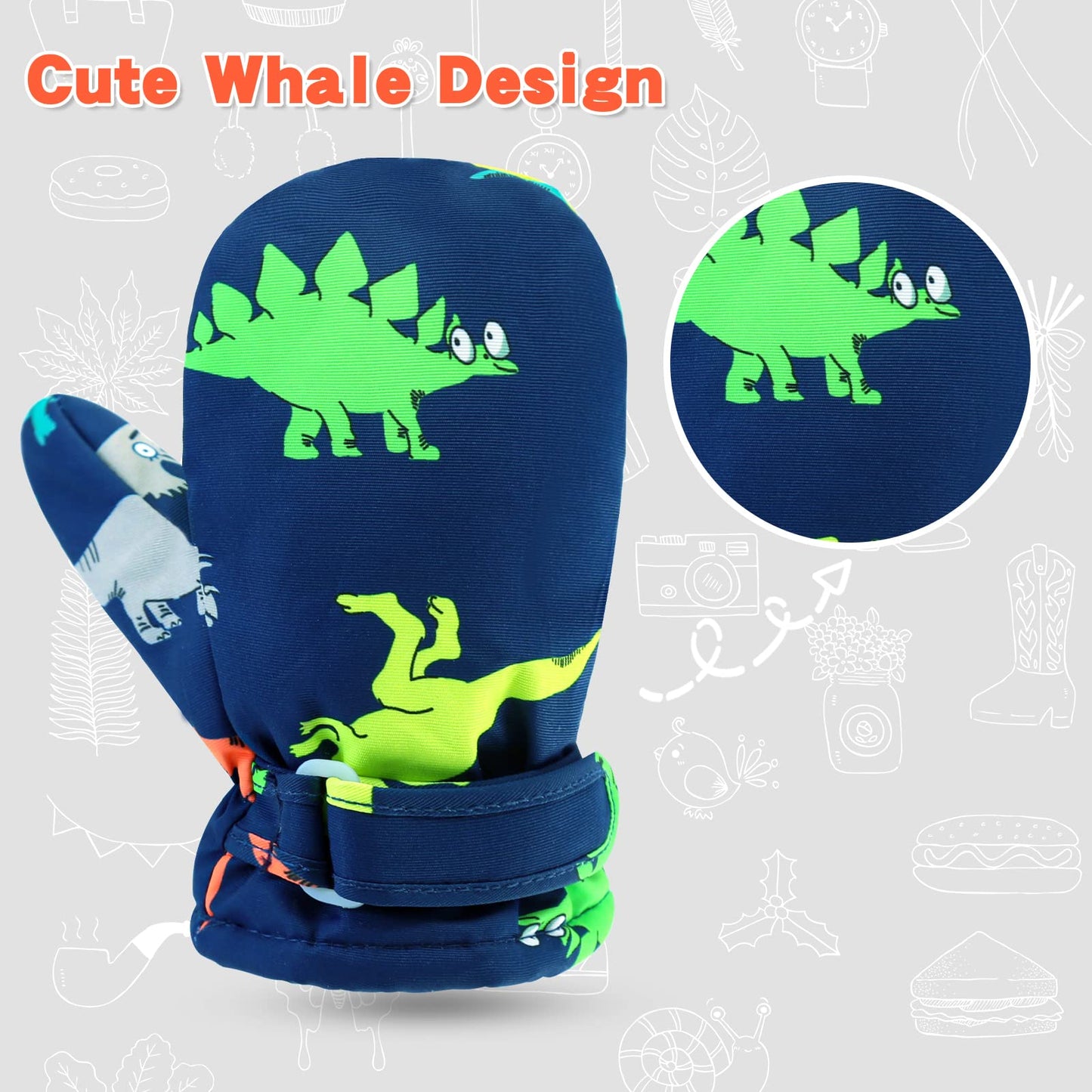Bavst Toddler Waterproof Mittens Fleece Lined Baby Boys Girls Winter Warm Glove Kids Snow Infant Ski Mitten For 3M-5T (Colorful