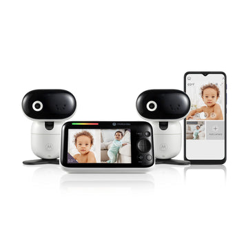 Motorola Nursery Pip1510 2-Camera Video Baby Monitor, 5' Screen, 2-Way Audio, 1000Ft Range, Split Screen Viewing, Remote Pan/Ti