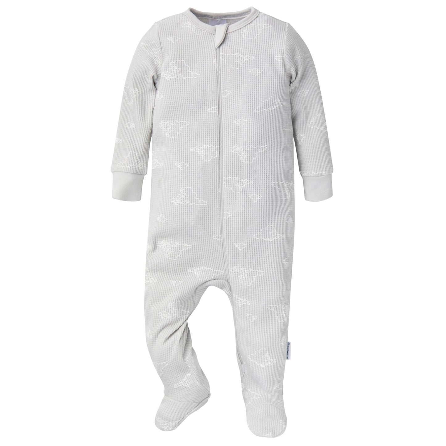 Gerber Baby Unisex 2-Pack 2-Way Zip Thermal Footed Sleep 'N Play, Airplanes, 3-6 Months