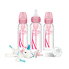 Dr. Brown'S Natural Flow Anti-Colic Options+Narrow 8Oz/250Ml Baby Bottle + Lovey Gift Set With Level 1 Slow Flow Nipples, Pink