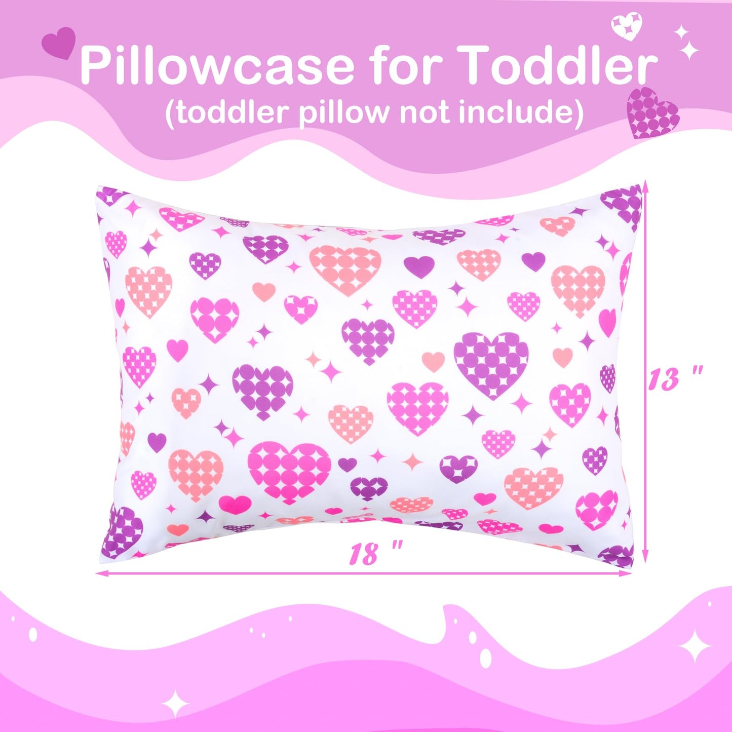 Uomny Toddler Pillowcases For Girls 13X18 12X16 14X19 Love And Heart Baby Pillow Case 2 Pack Small Pillow Covers For Travel Pill