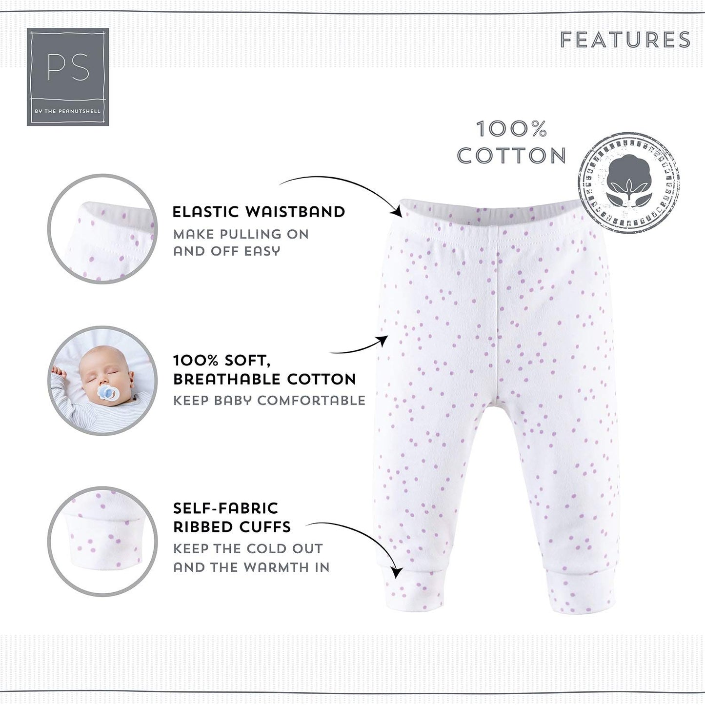 The Peanutshell 5 Pack Baby Girl Pants Set - 100% Cotton Toddler Pants For Baby Girls, 12-18 Baby Girl Clothes For Toddlers And