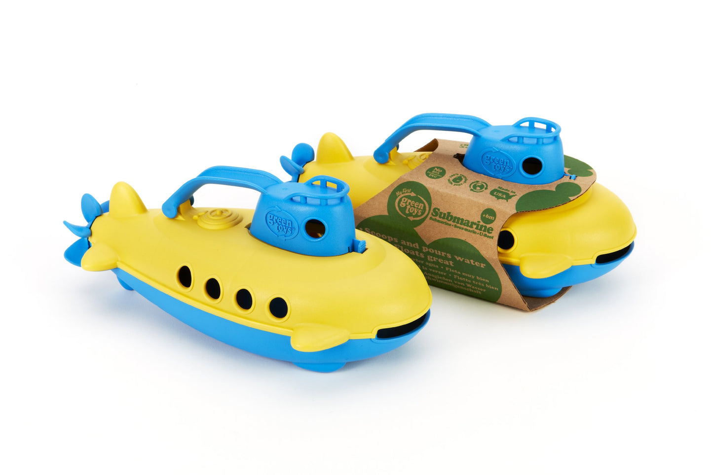 Green Toys Submarine - BPA, Phthalate Free Blue Watercraft with Spinning Rear Propeller Made from Recycled Materials. Safe Toys