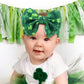 Yanjie 7 ' St.Patrick 'S Day Large Bow For Baby Girl Headband Newborn Infant Kids Shamrock Double Layer Messy Bow Headwrap