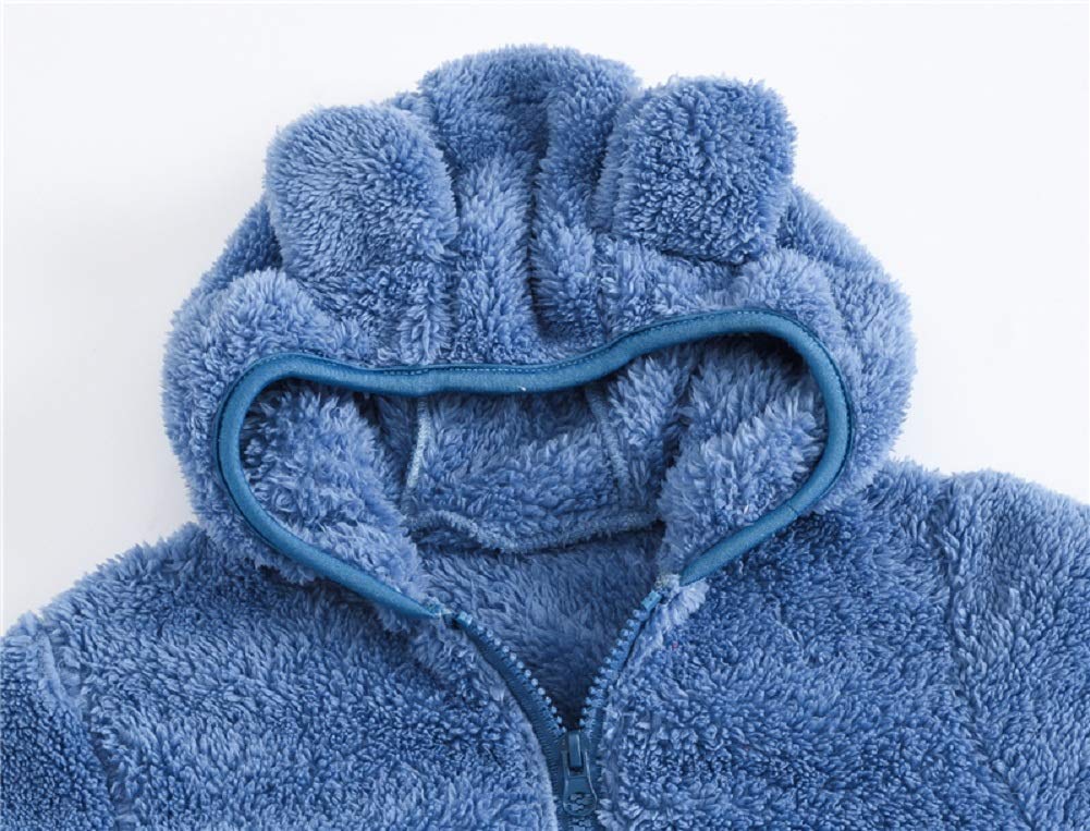 Jeskids Toddler Girls Boys Fleece Hoody Jacket Zip Up Teddy Coat Warm Winter Outwear Blue
