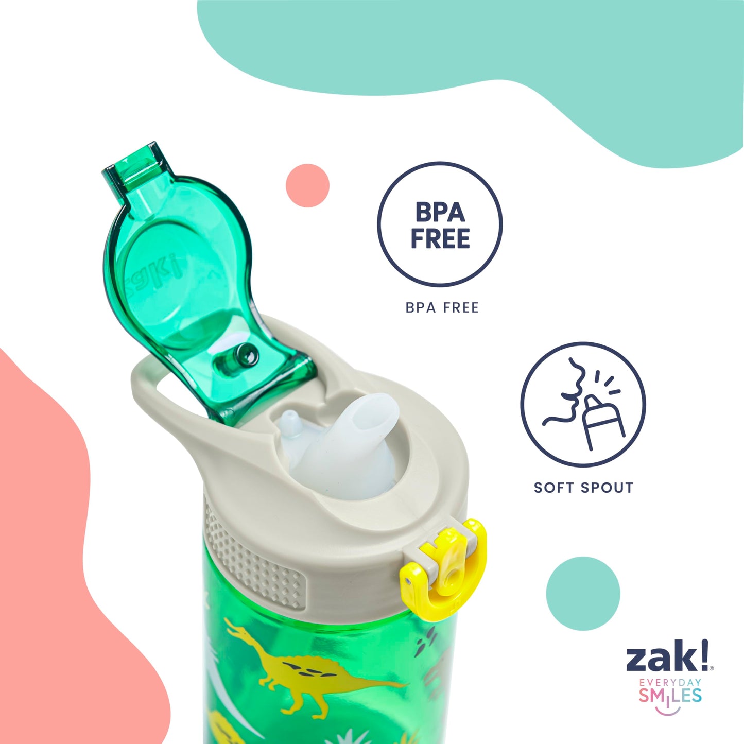 Zak Designs Disney Superkitties Sage Kids Water Bottle For School Or Travel, 16Oz Durable Plastic Water Bottle With Straw, Handl