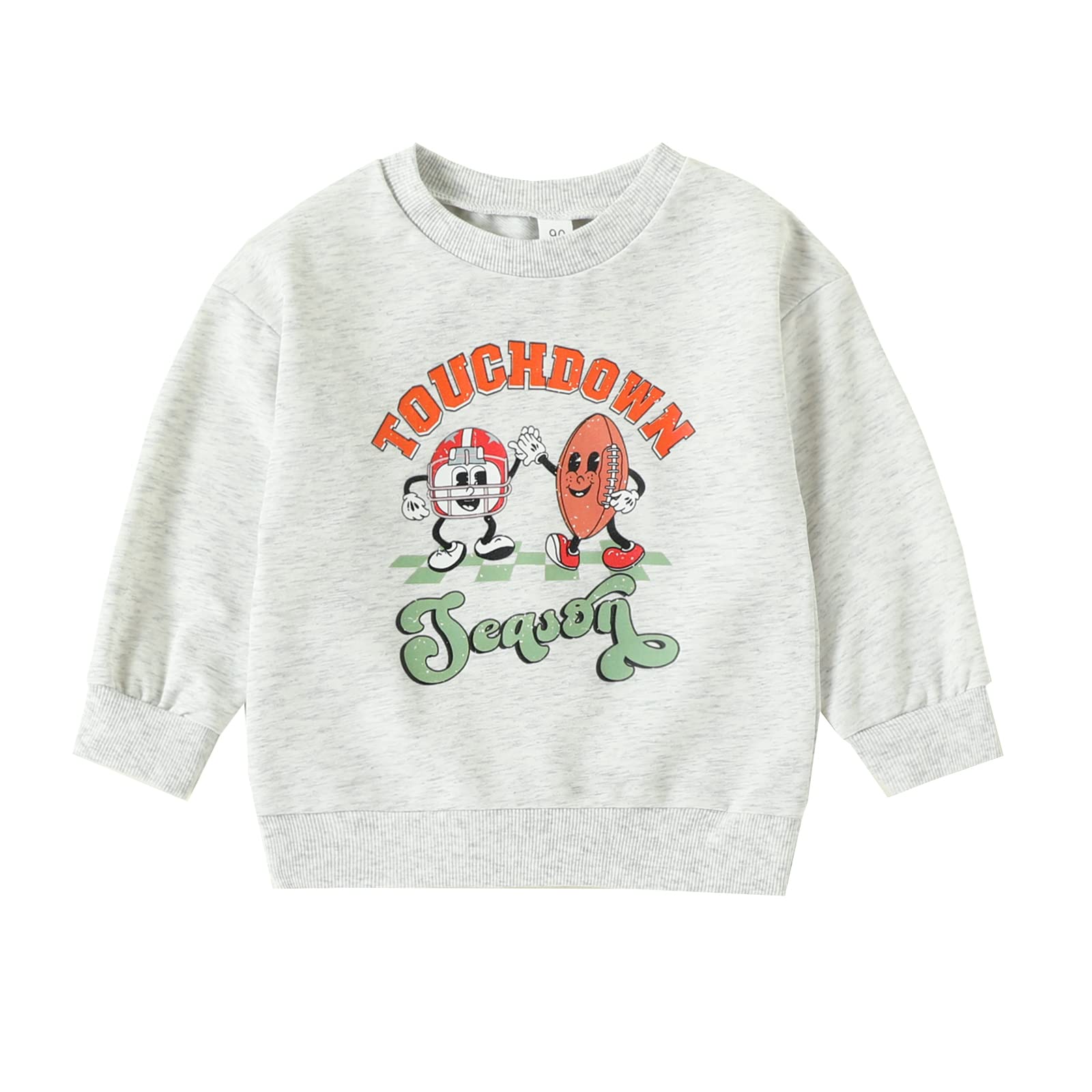 Mozikqin Toddler Baby Boy Girl Football Sweatshirt Long Sleeve Pullover Sweater Tops Thanksgiving Outfit Fall Clothes (Touchdown